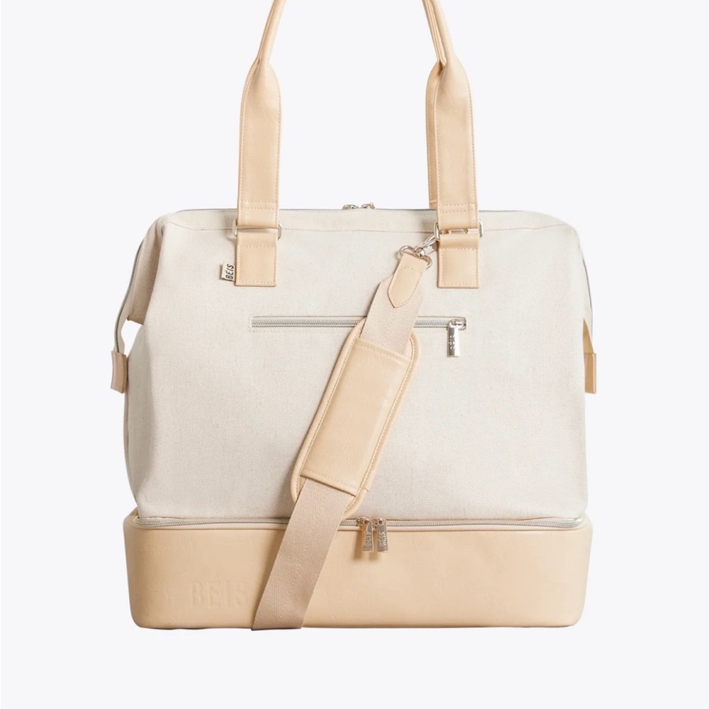 BEIS Cream and Tan Travel Tote - Picture 4 of 5